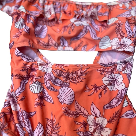 Art Class girls size 7/8 NWT one piece swimsuit coral and purple - Picture 2 of 6